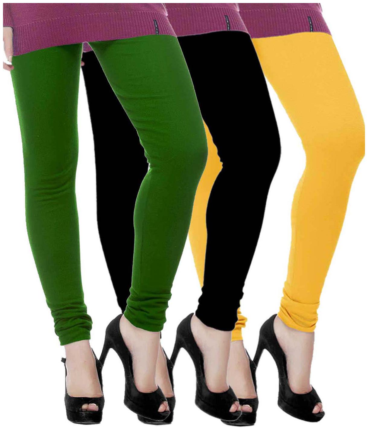 

TBZ Woolen Leggings for Women- Green Black Yellow (Pack of Three)- XL