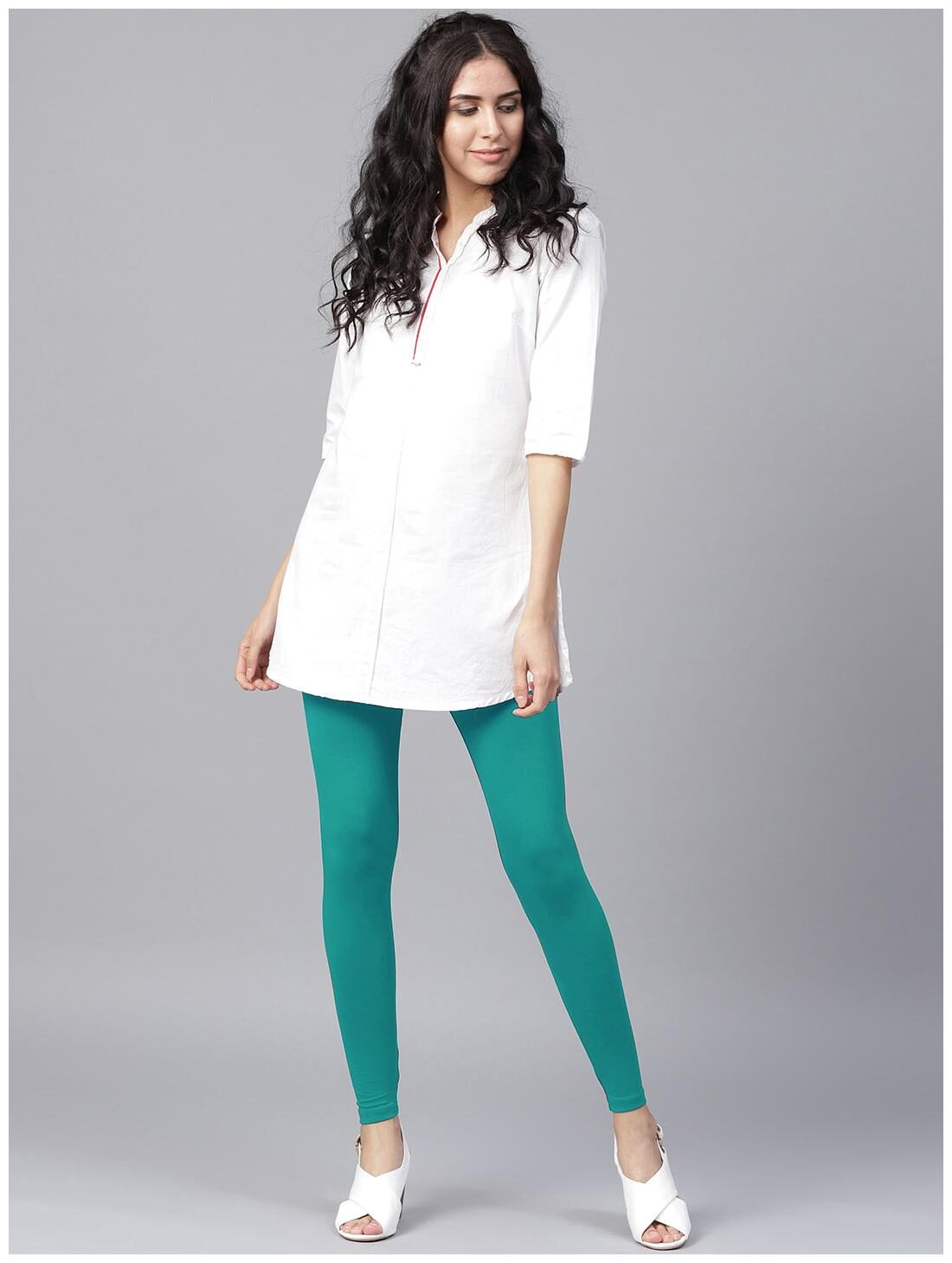 

TCG Bio wash 100 pure Cotton with Spandex Rama Green Ankle legging