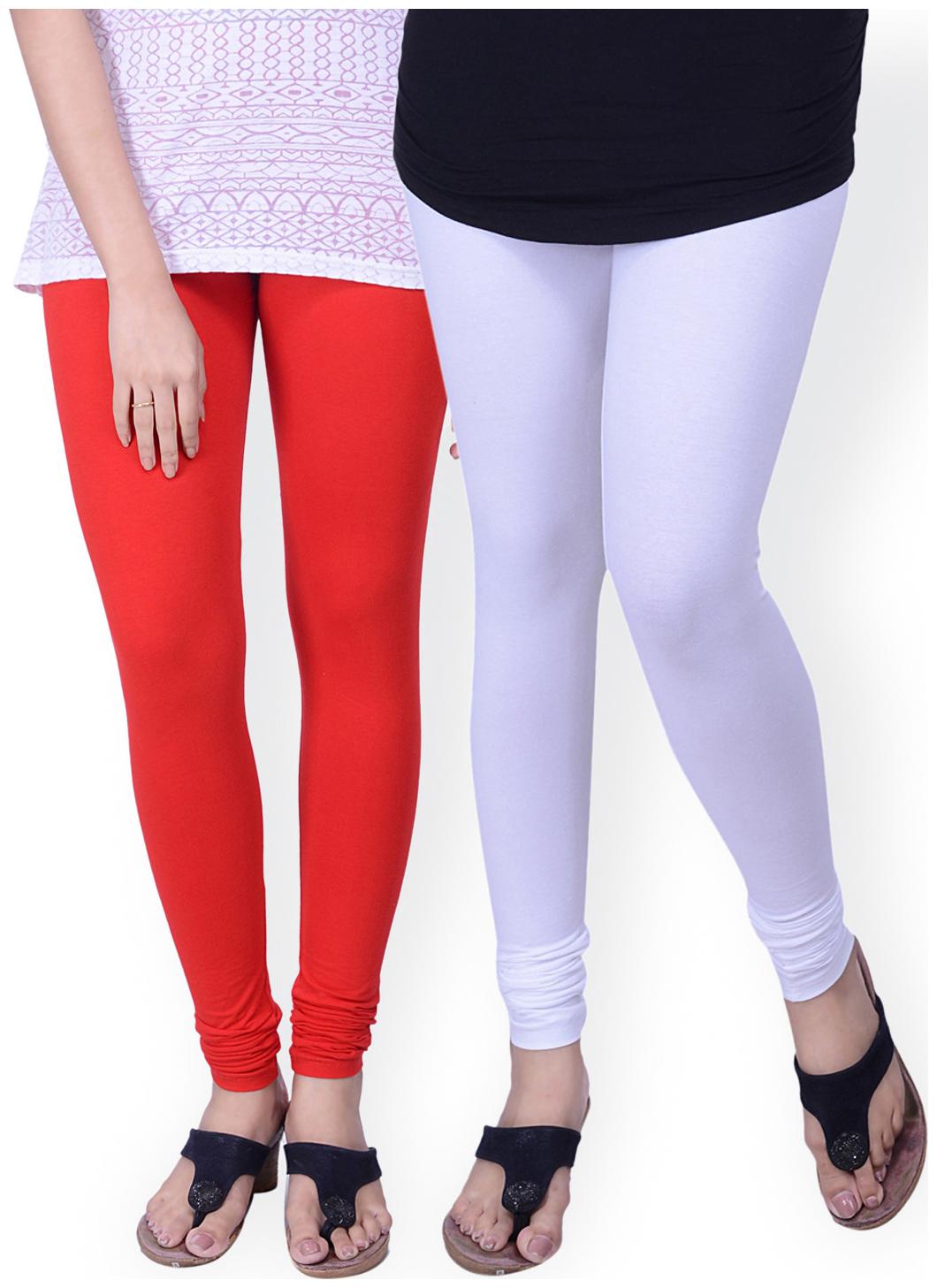

TCG Comfortable 100 Cotton base Lycra White Orange Color Leggings Set GL10WHM