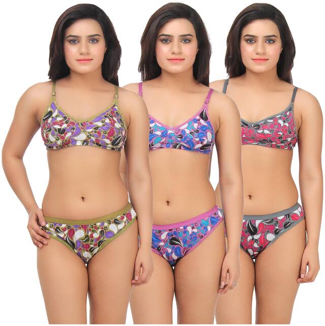 TCG Printed Bralette - 3 Lingerie Set