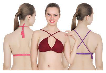 TCG Pack of 3 Non Padded Cotton Backless Bra - Beige