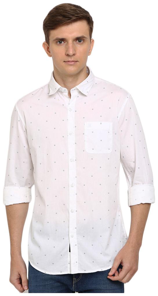 

TED HARBOR Men White Printed Slim Fit Casual Shirt