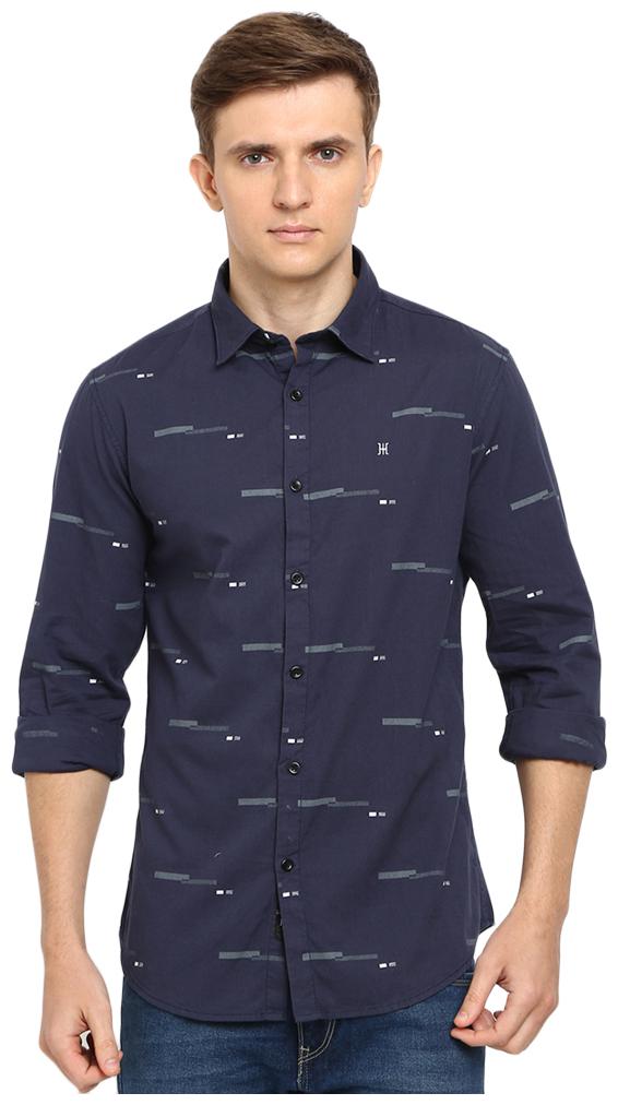

TED HARBOR Men Blue Printed Slim Fit Casual Shirt
