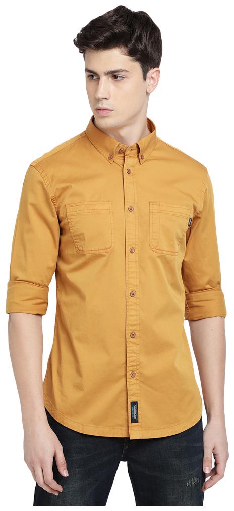 

TED HARBOR Men Brown Solid Slim Fit Casual Shirt