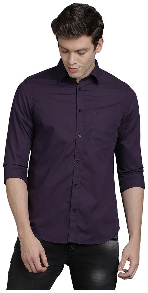 

TED HARBOR Men Purple Solid Slim Fit Casual Shirt