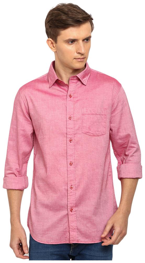 

TED HARBOR Men Pink Solid Slim Fit Casual Shirt