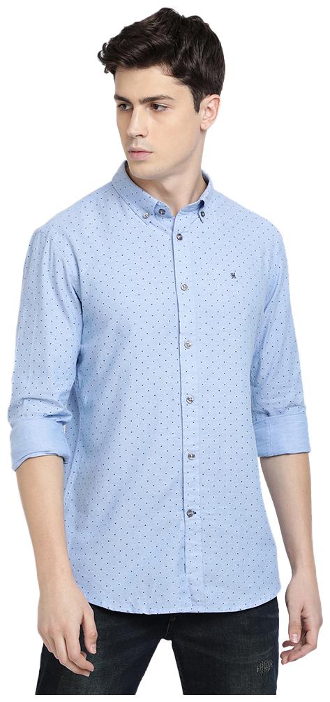 

TED HARBOR Men Blue Printed Slim Fit Casual Shirt