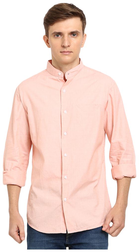 

TED HARBOR Men Peach Solid Slim Fit Casual Shirt