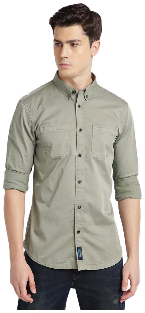 

TED HARBOR Men Grey Solid Slim Fit Casual Shirt