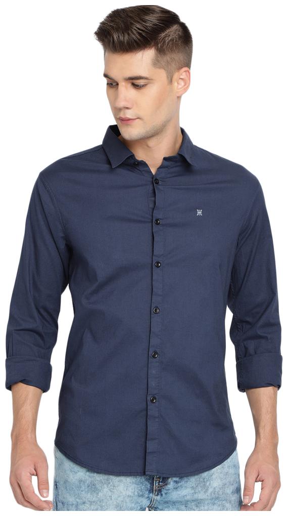 

TED HARBOR Men Blue Solid Slim Fit Casual Shirt
