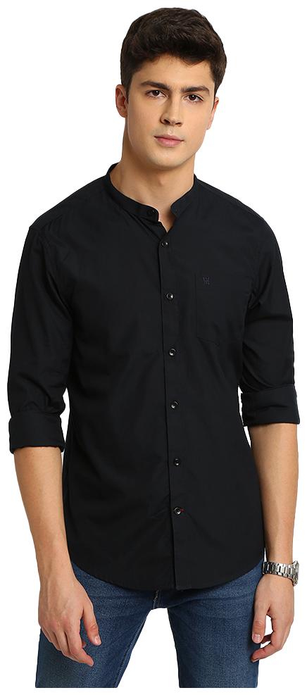 

TED HARBOR Men Black Solid Slim Fit Casual Shirt