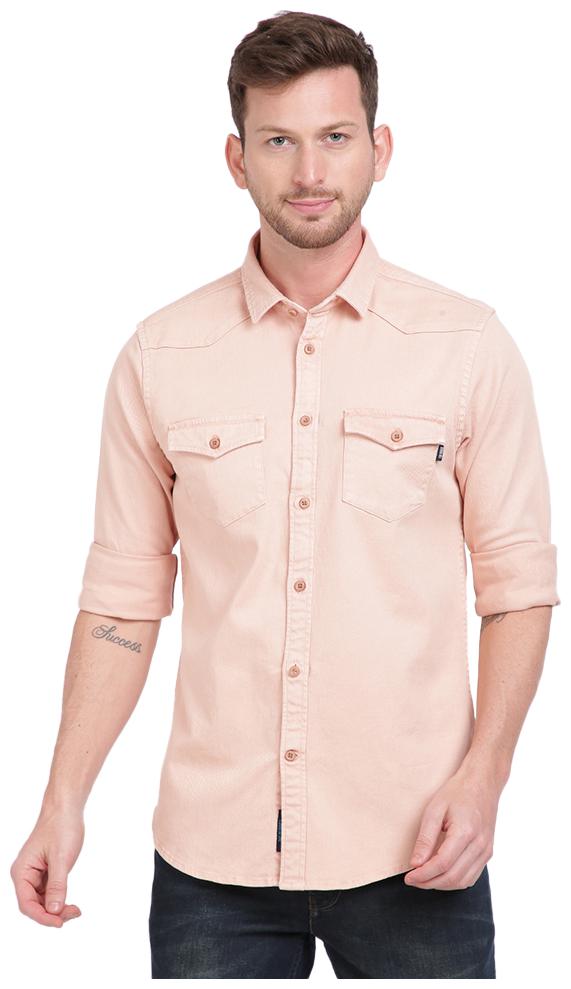 

TED HARBOR Men Pink Solid Slim Fit Casual Shirt