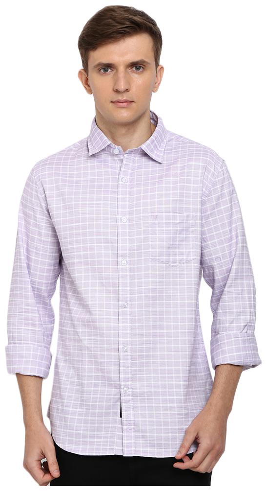 

TED HARBOR Men Purple Checked Slim Fit Casual Shirt
