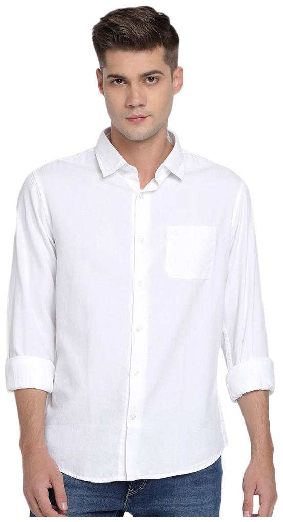 

TED HARBOR Men White Solid Slim Fit Casual Shirt