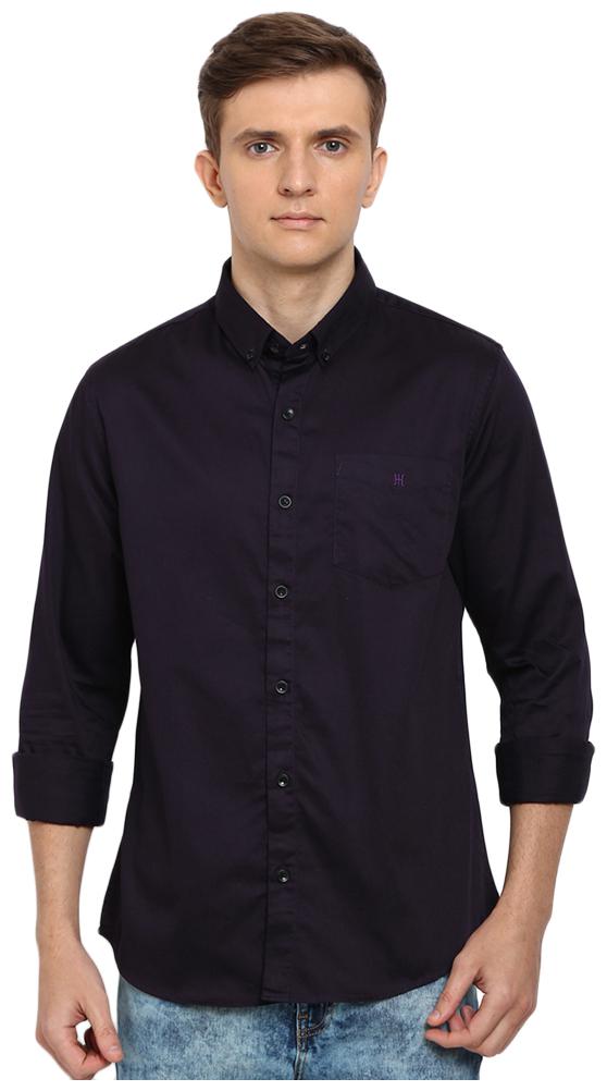 

TED HARBOR Men Blue Solid Slim Fit Casual Shirt