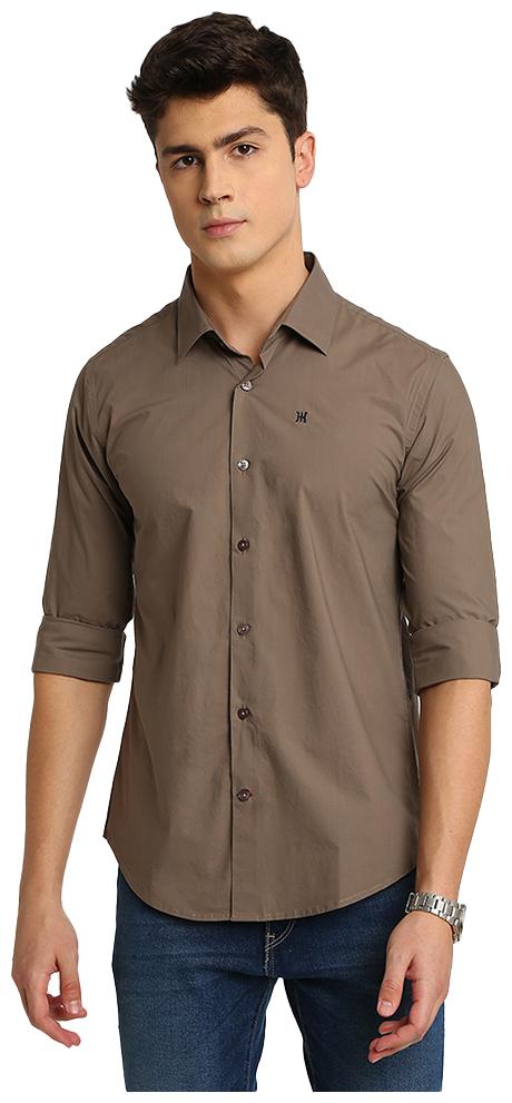 

TED HARBOR Men Beige Solid Slim Fit Casual Shirt