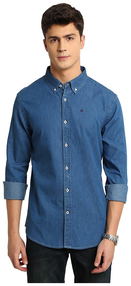 

TED HARBOR Men Blue Solid Slim Fit Casual Shirt