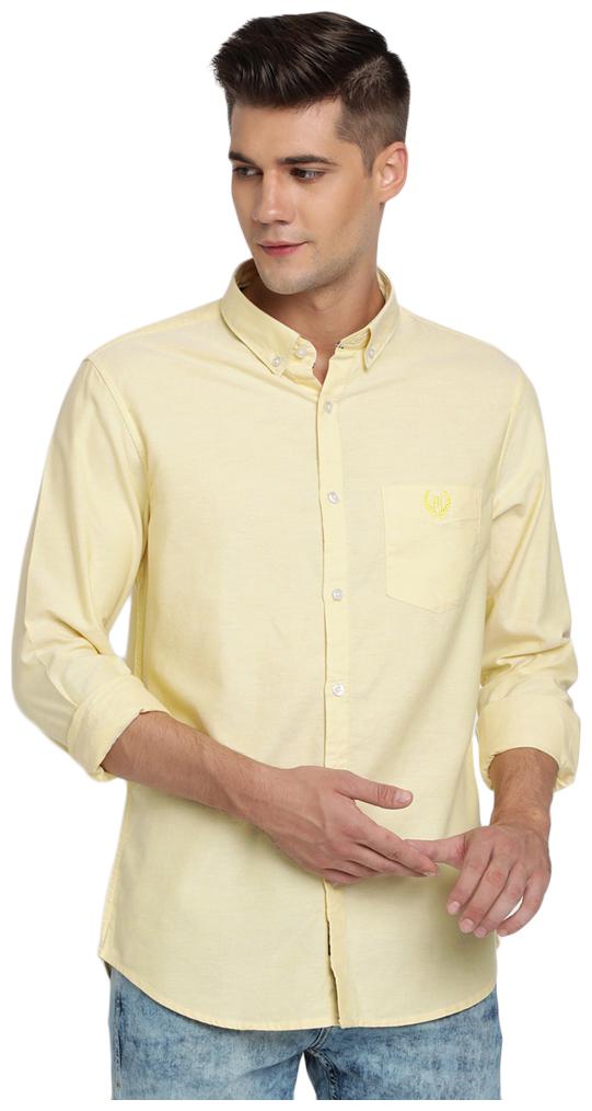 

TED HARBOR Men Yellow Solid Slim Fit Casual Shirt