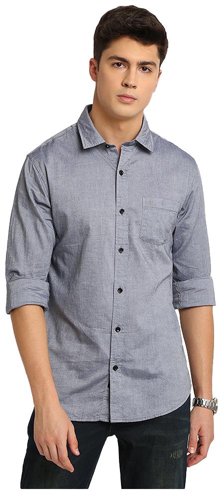 

TED HARBOR Men Grey Solid Slim Fit Casual Shirt