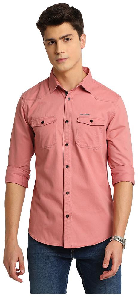 

TED HARBOR Men Pink Solid Slim Fit Casual Shirt