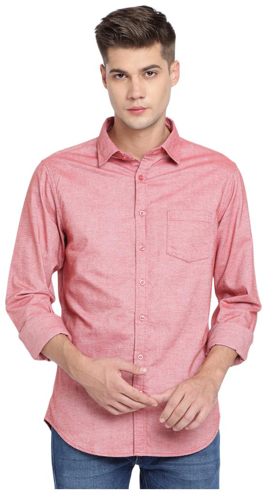 

TED HARBOR Men Red Solid Slim Fit Casual Shirt