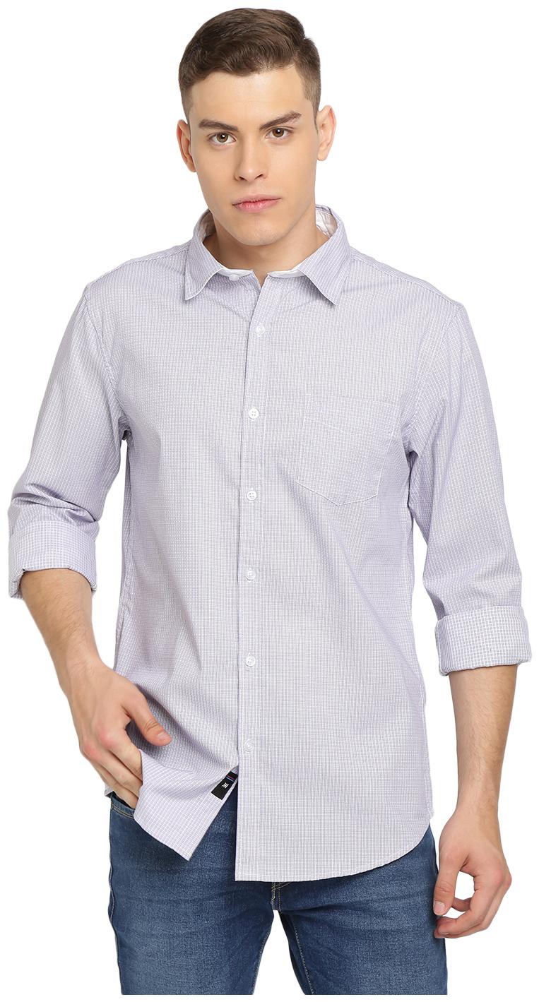 

TED HARBOR Men Purple Checked Slim Fit Casual Shirt