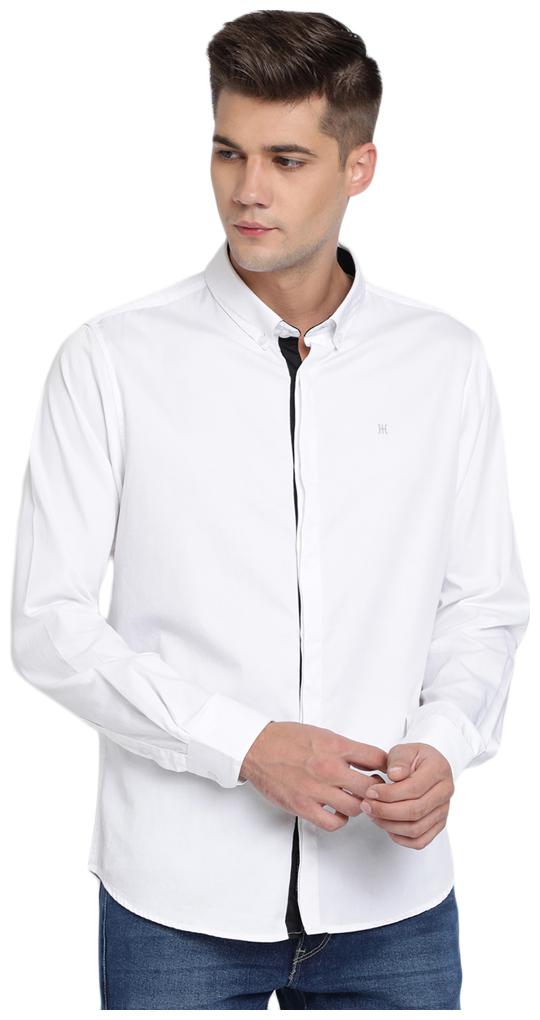 

TED HARBOR Men White Solid Slim Fit Casual Shirt