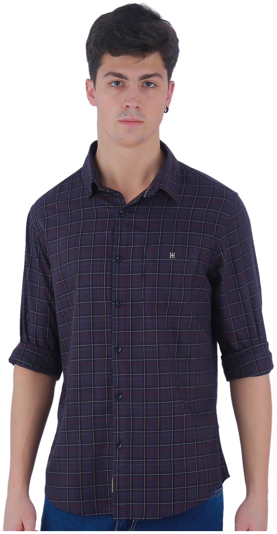 

TED HARBOR Men Purple Checked Slim Fit Casual Shirt