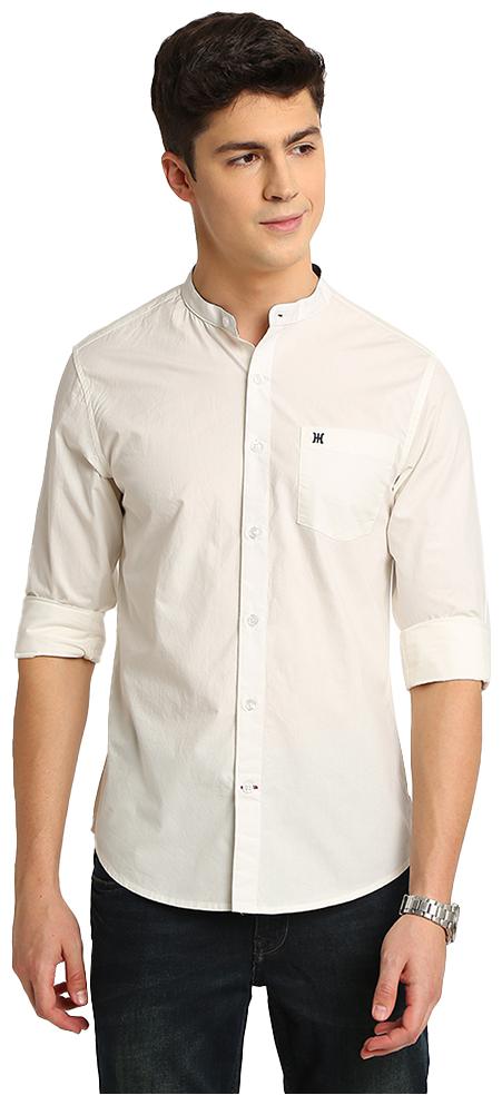 

TED HARBOR Men White Solid Slim Fit Casual Shirt