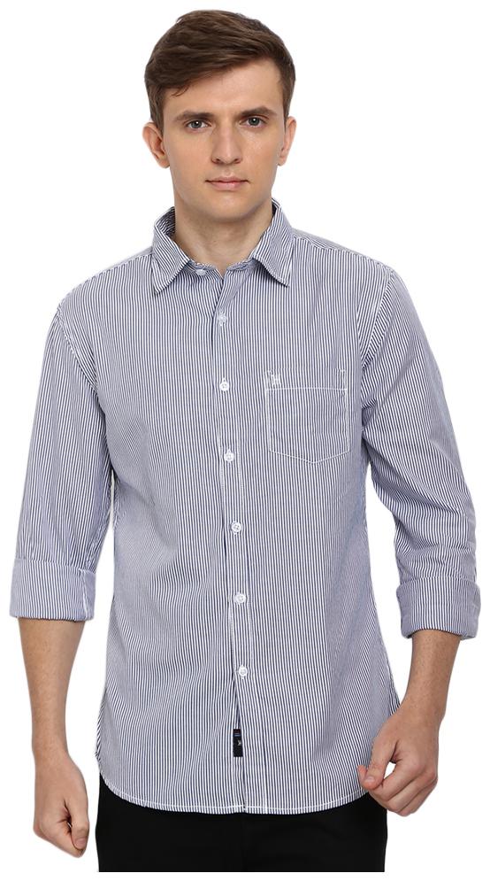 

TED HARBOR Men Blue Vertical Stripes Slim Fit Casual Shirt