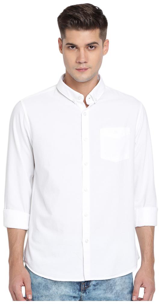 

TED HARBOR Men White Solid Slim Fit Casual Shirt