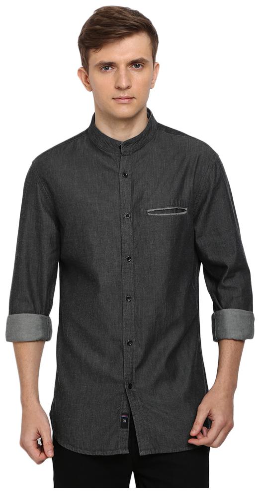 

TED HARBOR Men Black Solid Slim Fit Casual Shirt