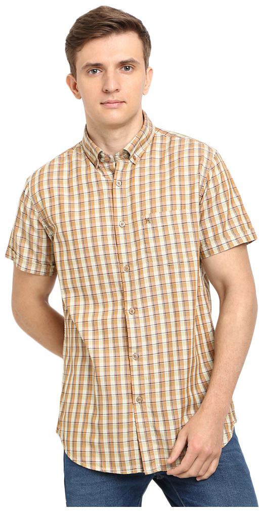 

TED HARBOR Men Beige Checked Slim Fit Casual Shirt
