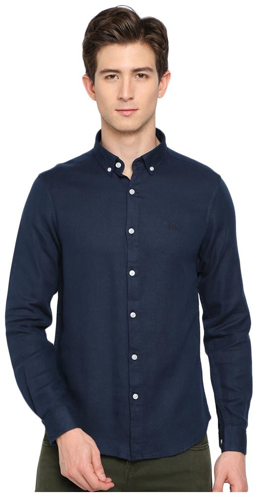 

TED HARBOR Men Blue Solid Slim Fit Casual Shirt