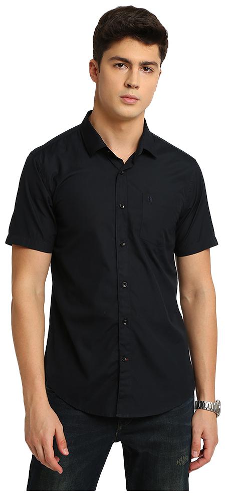 

TED HARBOR Men Black Solid Slim Fit Casual Shirt