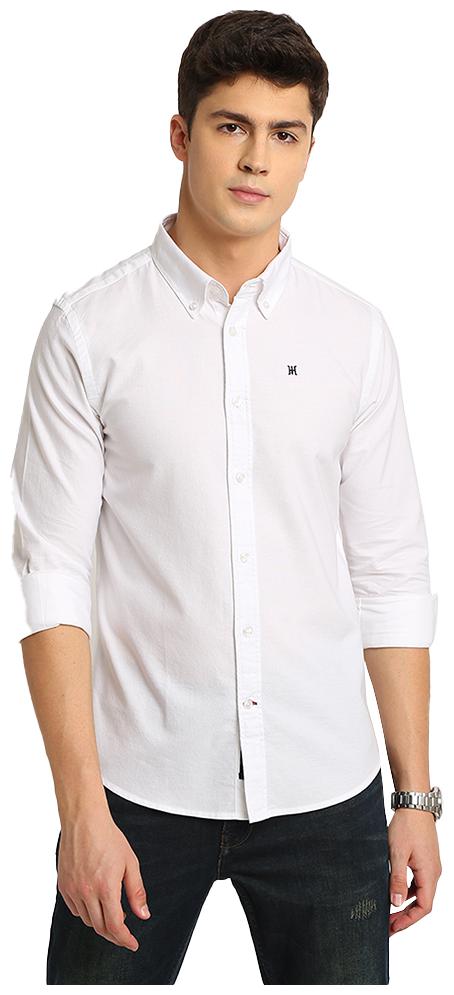 

TED HARBOR Men White Solid Slim Fit Casual Shirt