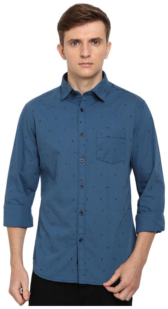 

TED HARBOR Men Blue Printed Slim Fit Casual Shirt