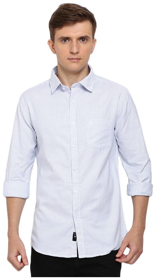 

TED HARBOR Men Blue Vertical Stripes Slim Fit Casual Shirt