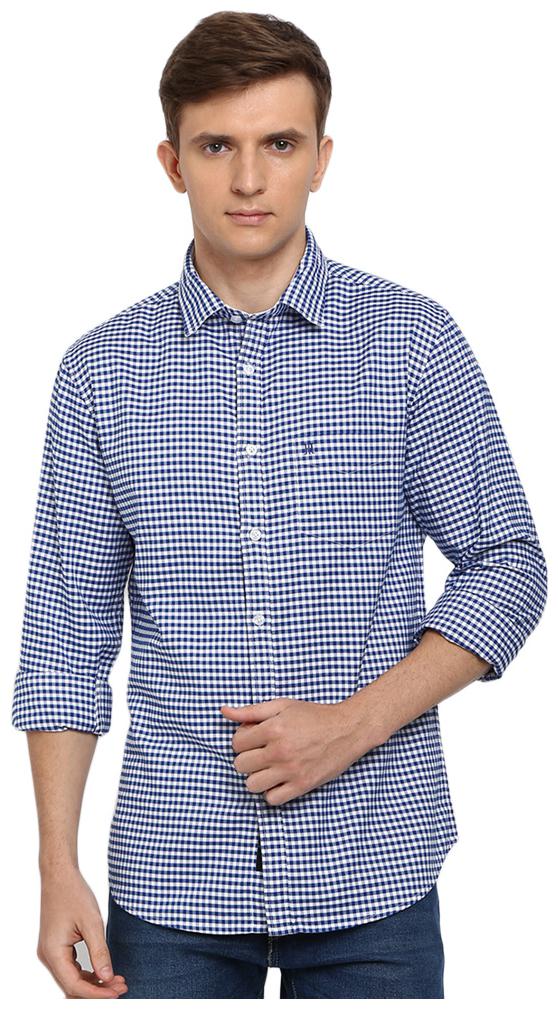 

TED HARBOR Men Blue Checked Slim Fit Casual Shirt