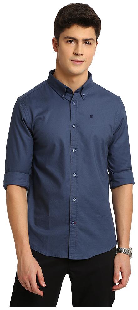 

TED HARBOR Men Blue Solid Slim Fit Casual Shirt