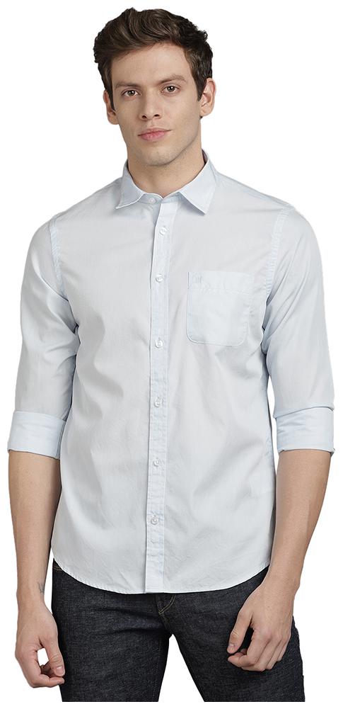 

TED HARBOR Men Blue Solid Slim Fit Casual Shirt
