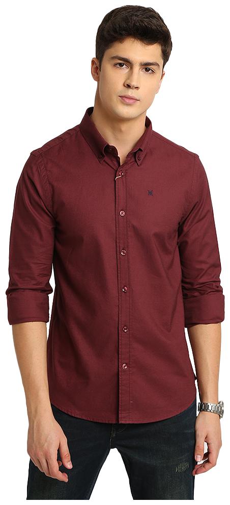 

TED HARBOR Men Red Solid Slim Fit Casual Shirt