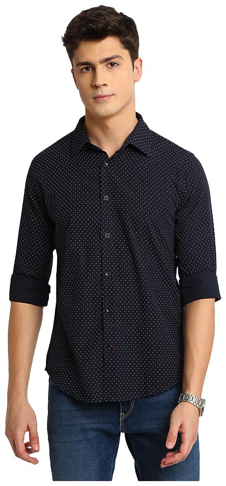

TED HARBOR Men Navy Blue Printed Slim Fit Casual Shirt