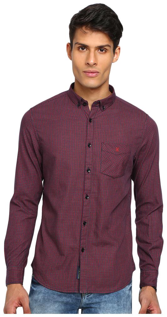 

TED HARBOR Men Maroon Checked Slim Fit Casual Shirt