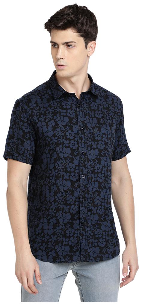 

TED HARBOR Men Black Printed Slim Fit Casual Shirt