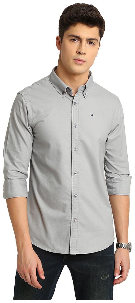 

TED HARBOR Men Grey Solid Slim Fit Casual Shirt