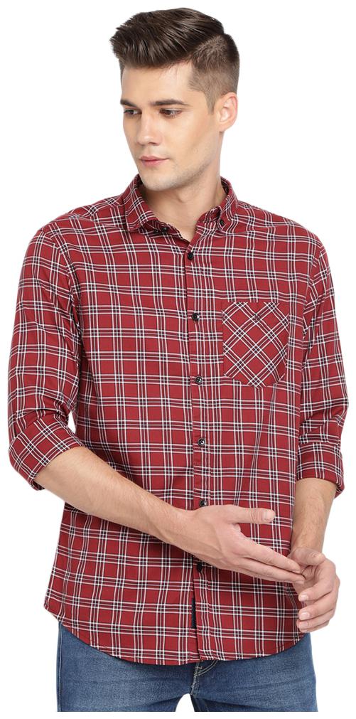 

TED HARBOR Men Red Checked Slim Fit Casual Shirt