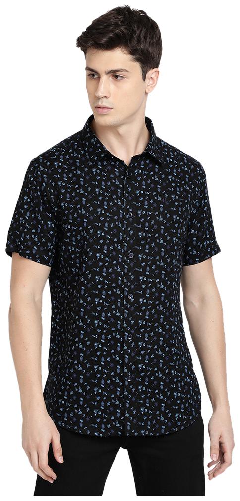 

TED HARBOR Men Black Printed Slim Fit Casual Shirt
