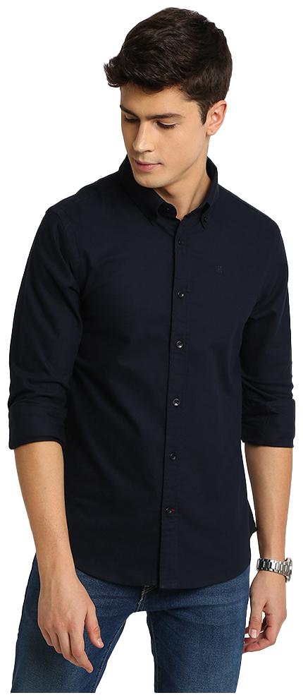 

TED HARBOR Men Navy Blue Solid Slim Fit Casual Shirt