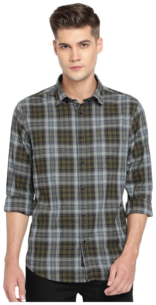 

TED HARBOR Men Green Checked Slim Fit Casual Shirt